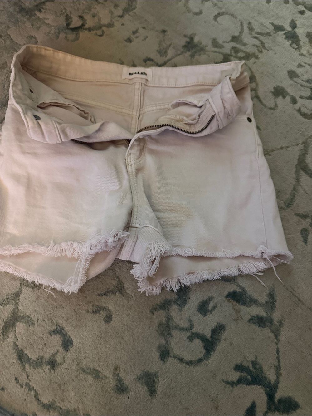 ROLLA'S Light Pink Frayed Hem Denim Shorts